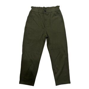 Zara Women’s Green Paperbag Pants Size M High Rise Straight Leg Work Casual